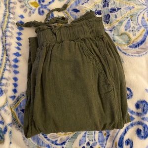 Army Green tapered, tie up pants!